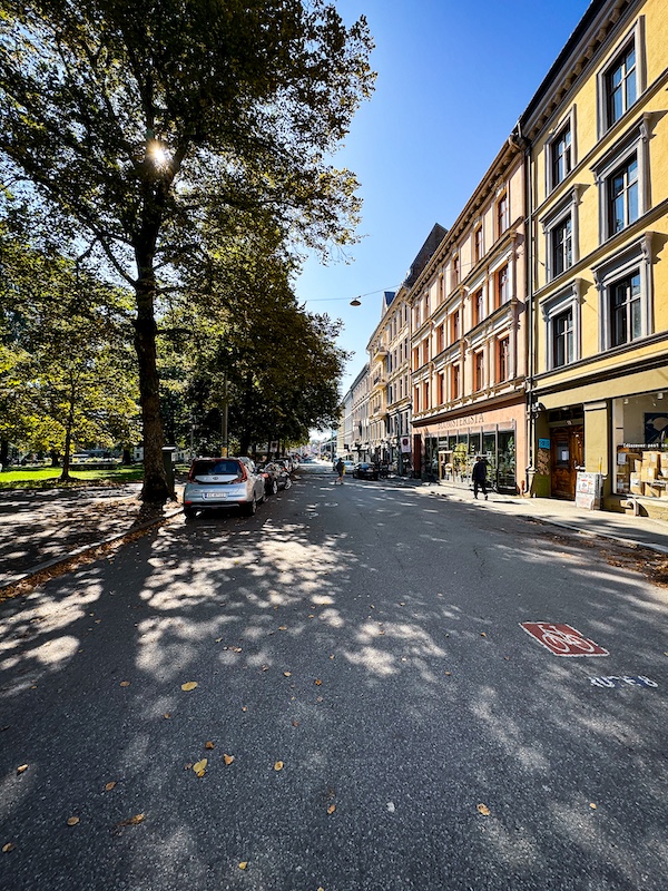 Oslos Stadtteil Grüner Løkka mit bunten Häusern